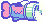 a pixelart gif of a small airship resembling a fish